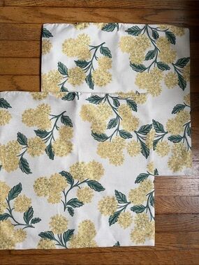 Yellow Floral Print Fabric Pillow Cover
